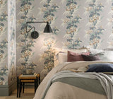 Aurora Mist Grey Luxury Floral Wallpaper