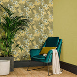 Hummingbird Mustard Yellow Luxury Bird Wallpaper