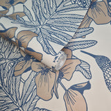 Hummingbird Lagoon Blue Luxury Floral Wallpaper