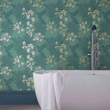 Hummingbird Seafoam Teal Luxury Bird Wallpaper