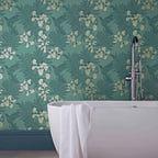 Hummingbird Seafoam Teal Luxury Bird Wallpaper