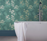 Hummingbird Seafoam Teal Luxury Bird Wallpaper