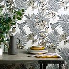 Hummingbird Jet Black and Metallic Luxury Bird Wallpaper