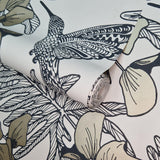 Hummingbird Jet Black and Metallic Luxury Bird Wallpaper