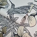 Hummingbird Jet Black and Metallic Luxury Bird Wallpaper