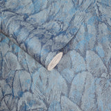 Tranquil Lagoon Blue Luxury Feather Wallpaper