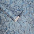Tranquil Lagoon Blue Luxury Feather Wallpaper