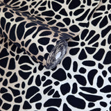 Pebble Jet Black Luxury Flock Wallpaper