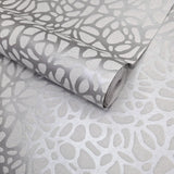 Pebble Mist Silver Luxury Patterned Wallpaper