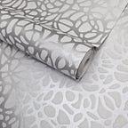 Pebble Mist Silver Luxury Patterned Wallpaper