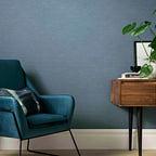Raffia Lagoon Blue Luxury Plain Wallpaper