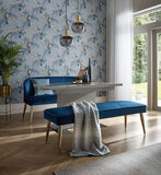 Le Toucan Pale Blue Luxury Bird Wallpaper