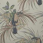 Le Toucan Amber Glow Orange Luxury Bird Wallpaper