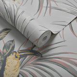 Le Toucan Soft Grey Luxury Bird Wallpaper