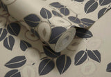 Rosetta Jet Black Luxury Leaf Wallpaper