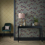 Clarice Jet Black Luxury Art Deco Wallpaper