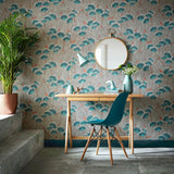 Clarice Cantaloupe Green Luxury Art Deco Wallpaper