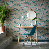 Clarice Cantaloupe Green Luxury Art Deco Wallpaper