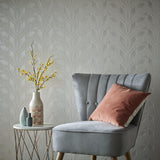 Astoria Ivory Cream Luxury Flock Wallpaper
