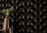 Astoria Jet Black Luxury Flock Wallpaper