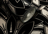 Astoria Jet Black Luxury Flock Wallpaper