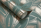Astoria Neo Mint Green and Gold Luxury Foil Wallpaper