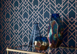 Metro Midnight Blue Luxury Geometric Wallpaper