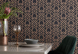 Metro Jet Black and Gold Luxury Geometric Wallpaper