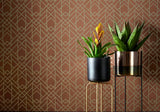 Metro Amber Glow Orange Luxury Geometric Wallpaper