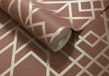 Metro Amber Glow Orange Luxury Geometric Wallpaper