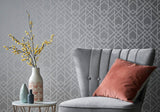 Metro Soft Grey Silver Luxury Geometric Wallpaper