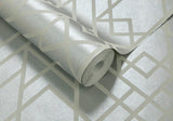 Metro Soft Grey Silver Luxury Geometric Wallpaper