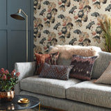Water Lilies Bracken Luxury Floral Grasscloth Wallpaper