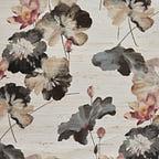 Water Lilies Bracken Luxury Floral Grasscloth Wallpaper