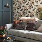 Water Lilies Bracken Luxury Floral Grasscloth Wallpaper