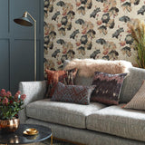 Water Lilies Bracken Luxury Floral Grasscloth Wallpaper