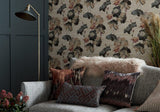 Water Lilies Bracken Luxury Floral Grasscloth Wallpaper