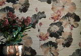 Water Lilies Bracken Luxury Floral Grasscloth Wallpaper