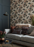 Water Lilies Bracken Luxury Floral Grasscloth Wallpaper