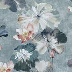 Water Lilies Mineral Green Luxury Floral Wallpaper