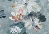 Water Lilies Mineral Green Luxury Floral Wallpaper