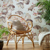 Water Lilies Caramel Cream Luxury Floral Wallpaper