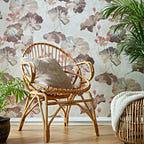 Water Lilies Caramel Cream Luxury Floral Wallpaper