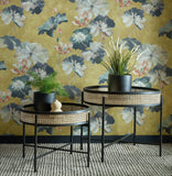 Water Lilies Honey Yellow Luxury Floral Wallpaper
