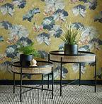 Water Lilies Honey Yellow Luxury Floral Wallpaper