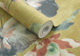 Water Lilies Honey Yellow Luxury Floral Wallpaper