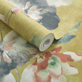Water Lilies Honey Yellow Luxury Floral Wallpaper