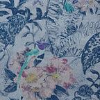 Hedgerow Blue Dusk Luxury Feature Wallpaper