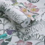 Hedgerow Chamomile Pink Luxury Feature Wallpaper