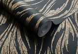 Ripple Bracken Gold and Black Luxury Feature Wallpaper